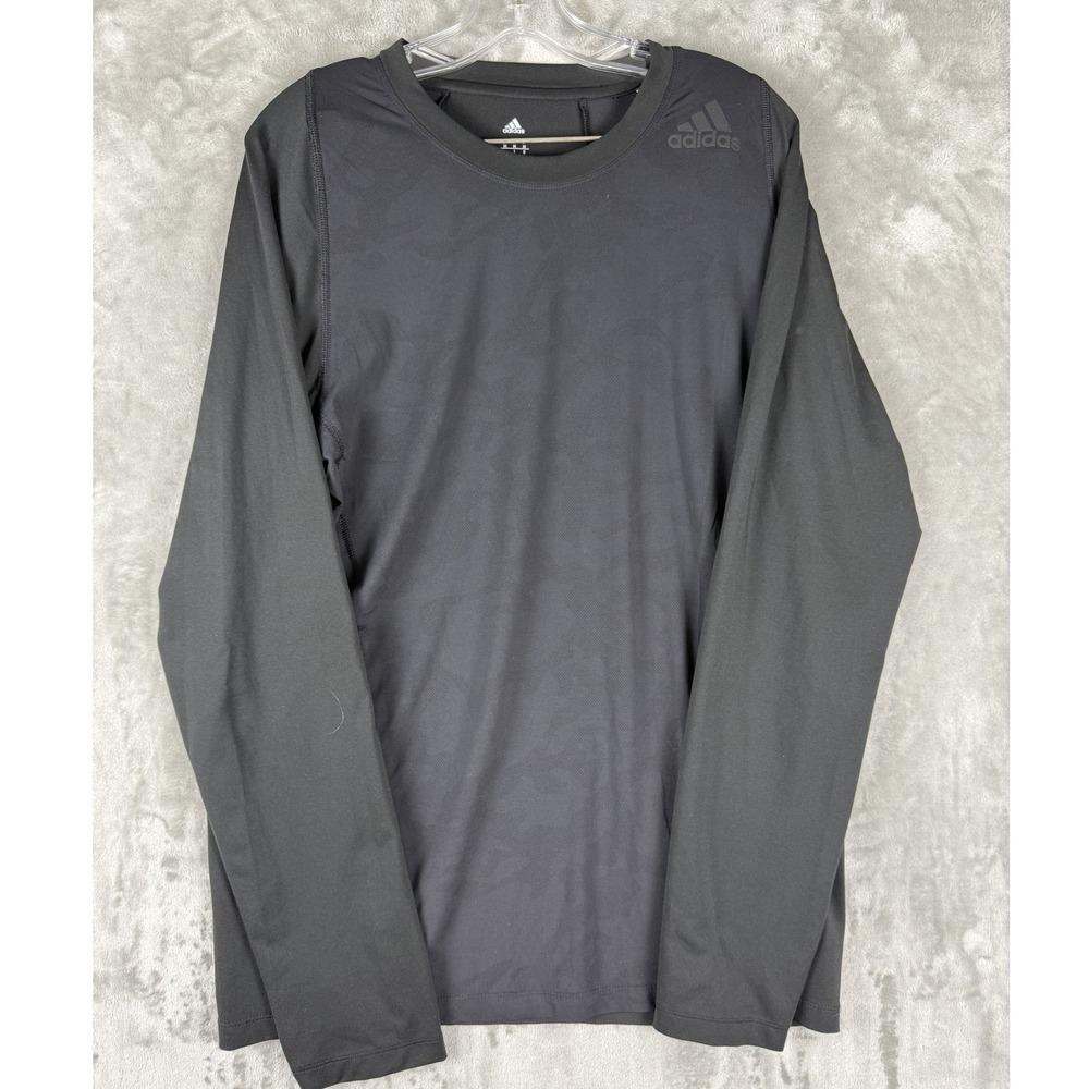 Vintage Adidas Climalite Mens Long Sleeve Athletic Shirt Black Size Medium